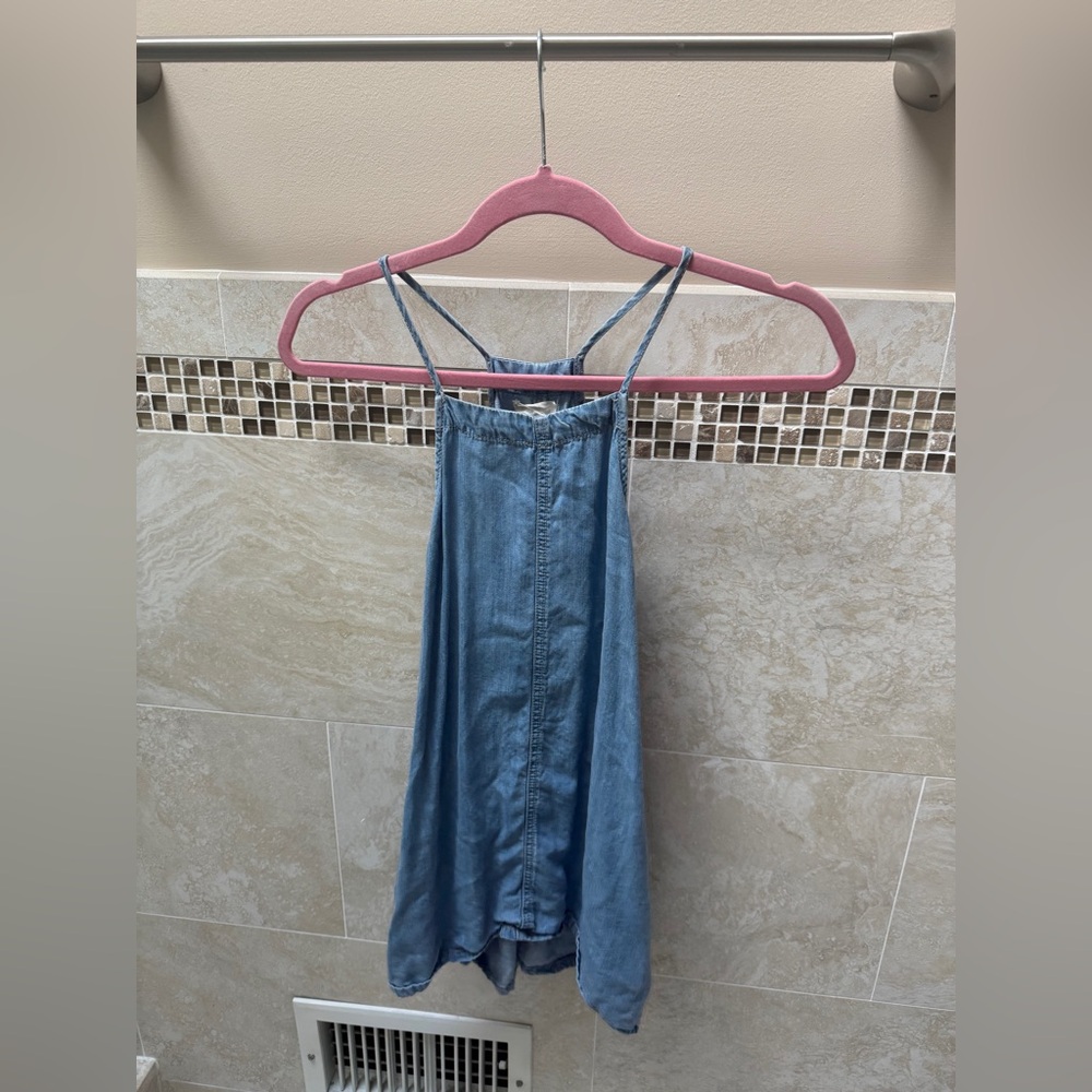 Blue denim Harper tank top #denimtop